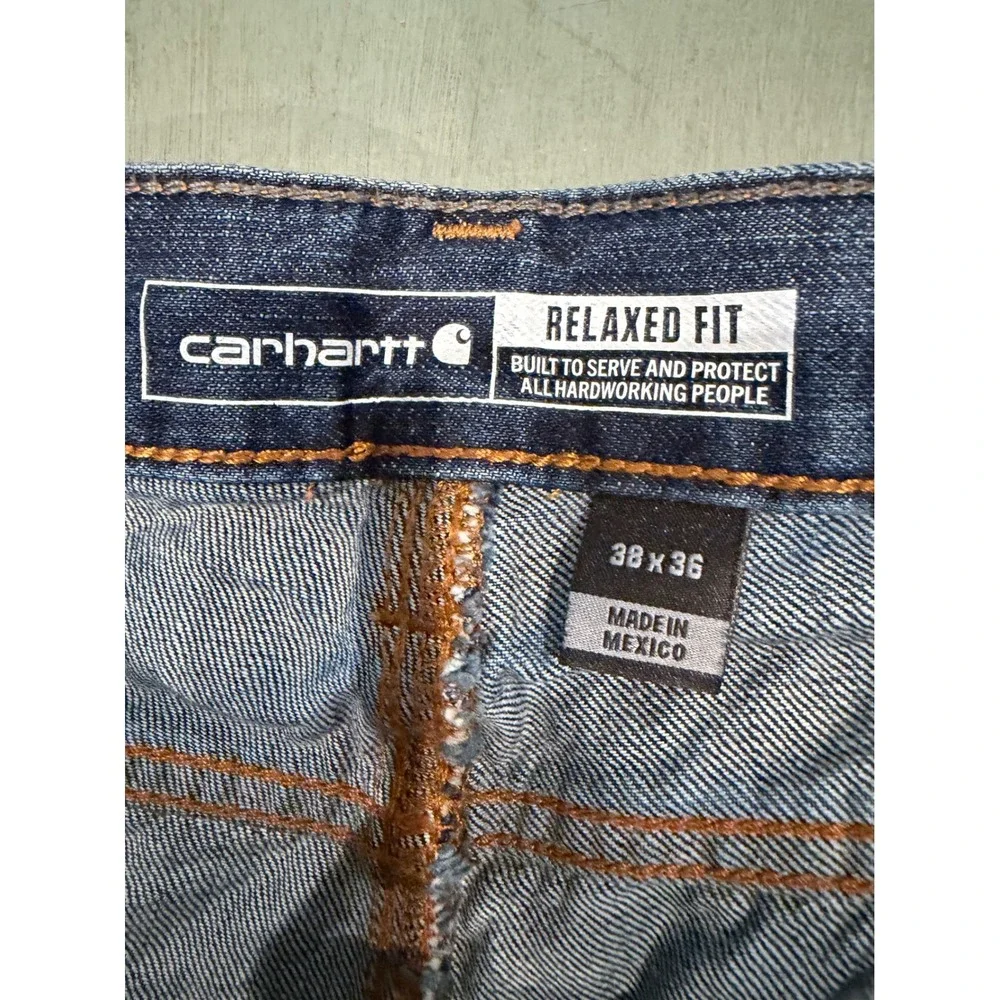 Carhartt‎ Relaxed Fit Dark Wash Denim Jeans Mens 38x36 BD5119-M Blue Cotton